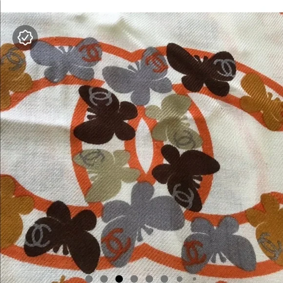 Iconic monogram scarf with coco CC Chanel logo. It measures 68”x28”. - Picture 3 of 9